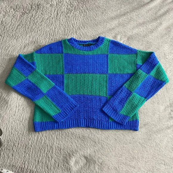 Tall patchwork sweater in blue and green 115221652 - Picture 1 of 5